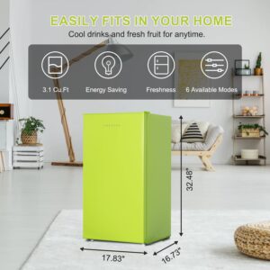 Frestec 3.1 CU' Mini Refrigerator,Compact Refrigerator,Small Refrigerator with Freezer, Green (FR 310 GREEN)