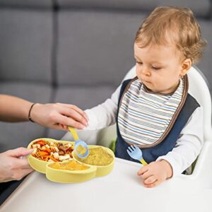 Vicloon Toddler Plates with Suction, Toddler Plates with Spoon & Fork, 100% Food-Grade Silicone Divided Design, Non-Slip, Microwave and Dishwasher Safe
