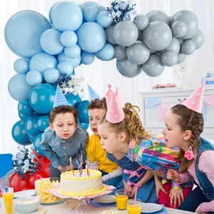 Blue Red Party Balloons, 102pcs Blue Red Balloons Garland Arch Kit, Blue Grey Red 18/12/10/5 Inch Latex Balloons for Birthday Party Baby Shower Superhero Avenger Carnival Circus Racing Car Theme