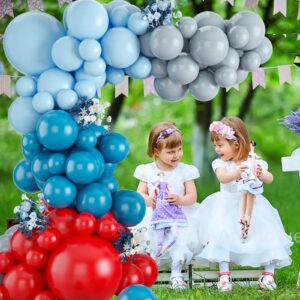 Blue Red Party Balloons, 102pcs Blue Red Balloons Garland Arch Kit, Blue Grey Red 18/12/10/5 Inch Latex Balloons for Birthday Party Baby Shower Superhero Avenger Carnival Circus Racing Car Theme