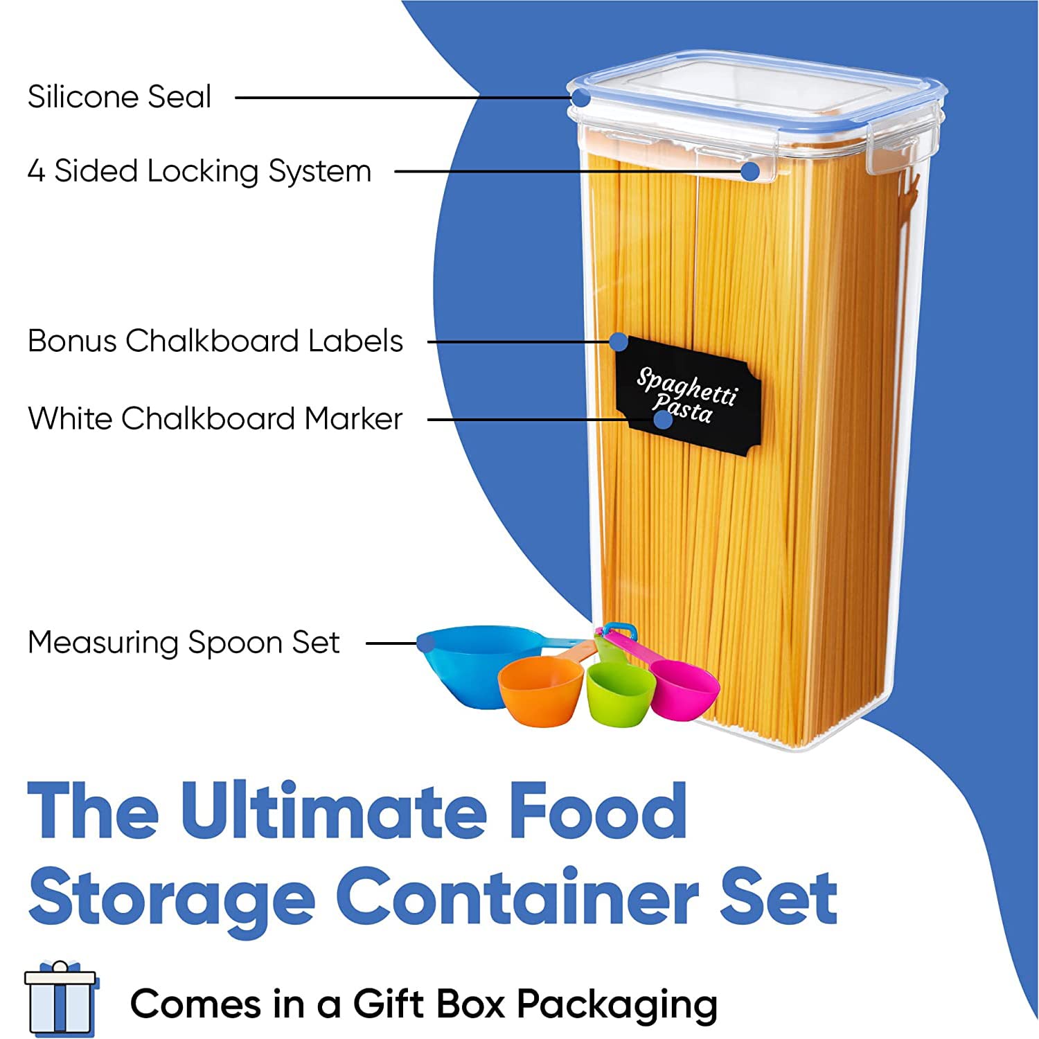 Chef's Path Airtight Food Storage Containers Set with Lids (24 Pack) for Kitchen and Pantry Organization - BPA Free Kitchen Canisters for Cereal, Rice, Flour & Oats - Free Marker and 24 Labels