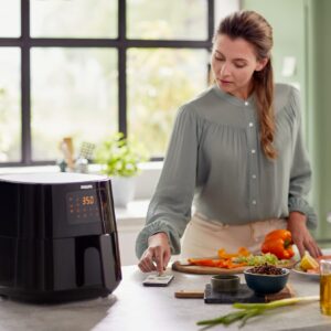 Philips Essential Connected XL 2.65lb/6.2L Capacity Digital Airfryer with Rapid Air Technology, Wi-Fi Connected (HomeID App), Alexa Compatible, Black- HD9280/91, Compact