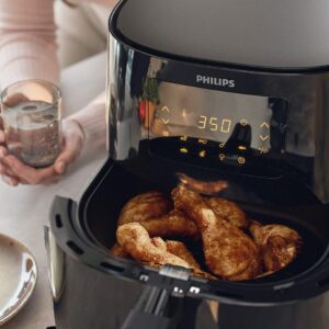 Philips Essential Connected XL 2.65lb/6.2L Capacity Digital Airfryer with Rapid Air Technology, Wi-Fi Connected (HomeID App), Alexa Compatible, Black- HD9280/91, Compact