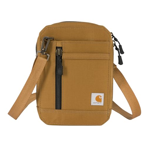 Carhartt Nylon Duck, Water Resistant Wallet with Adjustable Crossbody Strap, Brown