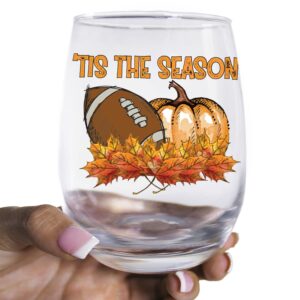 Toasted Tales Tis The Season | Fall Glass | Season Holiday Glassware | Cute Glass Tumbler | Novelty Gifts For Her | Thanksgiving Glass | Autumn Thanksgiving Gifts