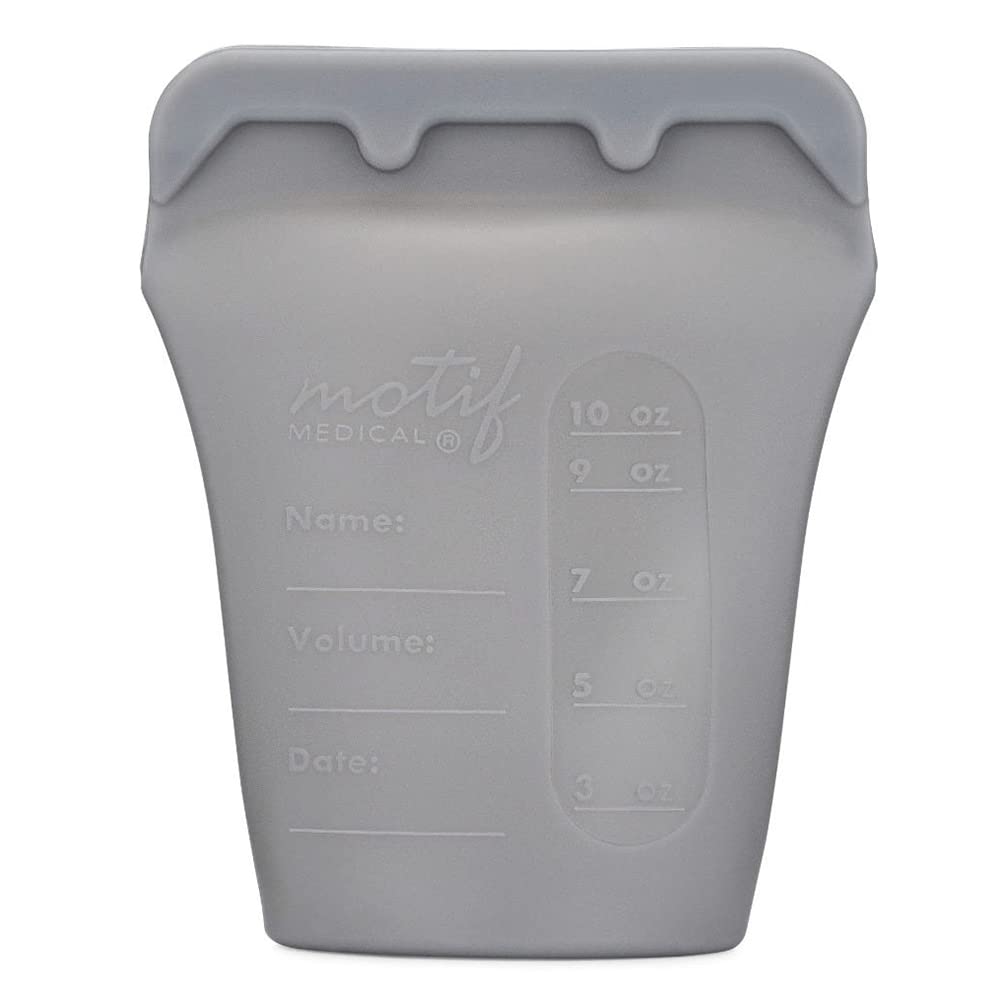 Motif Medical Reusable Milk Storage Bags, BPA Free Silicone, 3 Bags, Stores 10oz of Milk