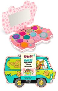 mad beauty scooby-doo mystery machine eye shadow palette | lid mirror, travel ready, metallic shimmers, pressed glitter | cruelty-free cosmetics | great gift for women, adults, and kids