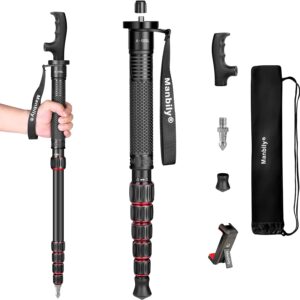 manbily camera monopod aluminum portable compact lightweight travel monopod with carrying bag walking stick handle,for dslr canon nikon sony video camcorder,6 sections up to 61-in (a-555l)