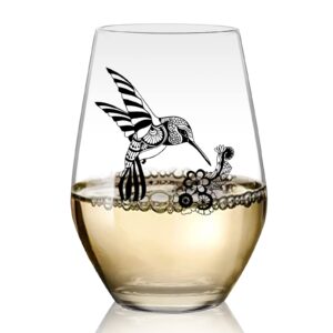 mother's day wine glass gift-hummingbird stemless wine glass -birthday day gift for mom her,hummingbird gifts for women
