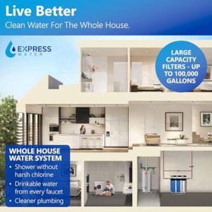 EXPRESS WATER 3-Stage Heavy Metal and Anti-Scale Water Filtration System, Stainless Steel, 100K Gallons