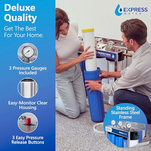 EXPRESS WATER 3-Stage Heavy Metal and Anti-Scale Water Filtration System, Stainless Steel, 100K Gallons