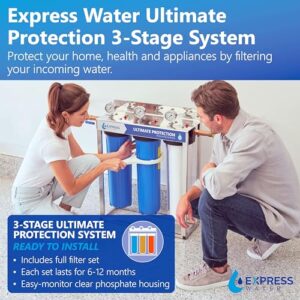 EXPRESS WATER 3-Stage Heavy Metal and Anti-Scale Water Filtration System, Stainless Steel, 100K Gallons