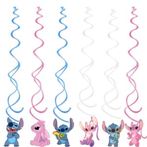 12Pcs Pink Lilo and Stitch Hanging Swirls Ceiling Streamers Decorations, for Lilo and Stitch Birthday Party Decorations Kid Supplies