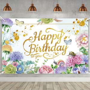 flowers birthday party backdrop pink flower bush garden birthday photography background for girls women happy birthday party background banner for birthday proposal party decoration supplies