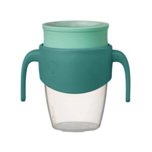 b.box new 360 cup (8.5oz) | toddler sippy cup & trainer cup with silicone drinking rim | spill proof locking mechanism for on the go | dishwasher safe | babies 6m+ to toddlers (emerald forest)