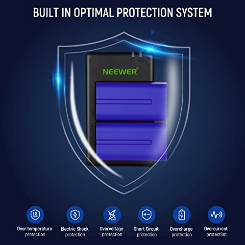 NEEWER NP-F550 Battery Charger Set Compatible with Sony NP-F970 F750 F770 F960 F550 F530 F330 F570 CCD-SC55 TR516 TR716 TR818 TR910 TR917, NEEWER Led Light/Monitor/Camera Slider (2 Pack, Blue)