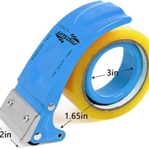 PROSUN 2 Pack Metal Packing Tape Dispenser Gun: 2-inch Wide Tape dispensers/3-Inch Inner Paper Core(2"Orange+2"Blue)