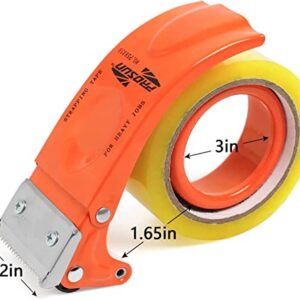 PROSUN 2 Pack Metal Packing Tape Dispenser Gun: 2-inch Wide Tape dispensers/3-Inch Inner Paper Core(2"Orange+2"Blue)