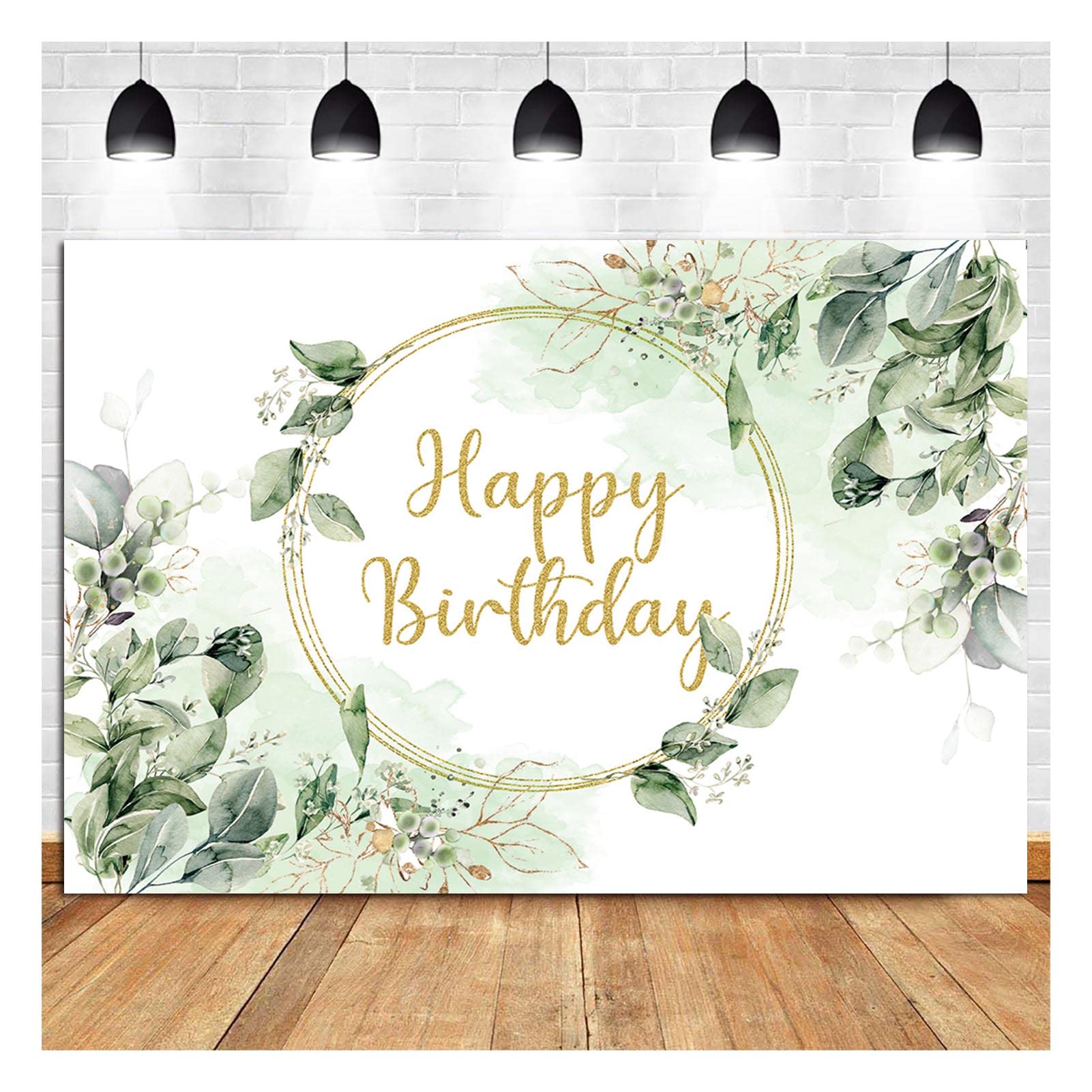 9x6ft Greenery Succulent and Eucalyptus Leaves Photography Backdrop Bloom Eucalyptus Leaves Photo Background for Happy Birthday Party Decoration Supplies