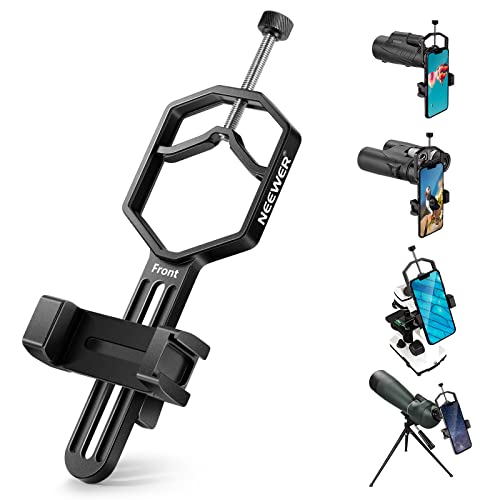 NEEWER Metal Telescope Phone Mount, 2.09"-3.54" Universal Cell Phone Mount for Spotting Scope Telescope Microscope Binocular Monocular, Fits Eyepiece with Diameter 1.18"-2.52"