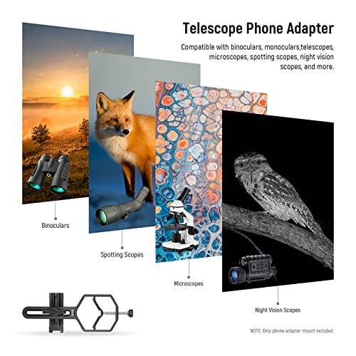 NEEWER Metal Telescope Phone Mount, 2.09"-3.54" Universal Cell Phone Mount for Spotting Scope Telescope Microscope Binocular Monocular, Fits Eyepiece with Diameter 1.18"-2.52"