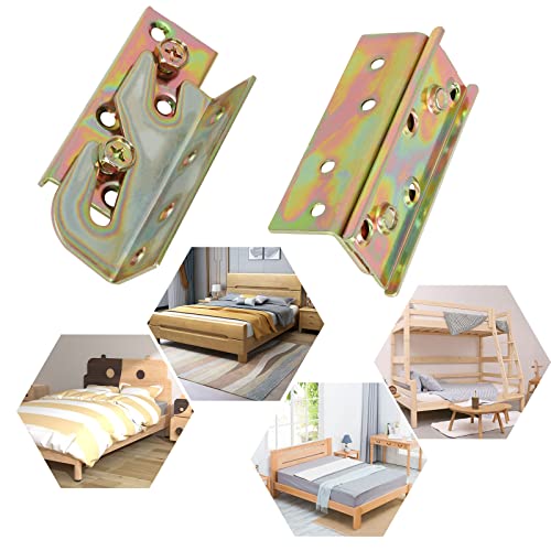 8 Sets Bed Rail Brackets Heavy Duty Bed Frame Hardware No-Mortise Bed Rail Fittings Wooden Bed Frame Connectors for Headboards, Footboards (Screws Included)