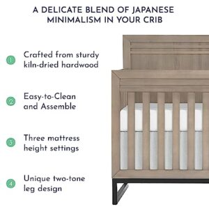 Evolur Kyoto 5-in-1 Convertible Crib in Brown Stone, Greenguard Gold and JPMA Certified, Non-Toxic Baby Safe Paint, Made of Hardwood, Unique Two Tone Design