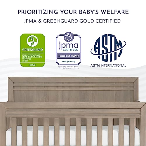 Evolur Kyoto 5-in-1 Convertible Crib in Brown Stone, Greenguard Gold and JPMA Certified, Non-Toxic Baby Safe Paint, Made of Hardwood, Unique Two Tone Design