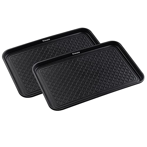 Trimate All Weather Boot Tray, 2 Pack Water Resistant Plastic, Multi-Purpose for Shoes, Pet Feeding Trays, Garden-Mudroom Entryway, Garage, Indoor or Outdoor - Medium, 24"x16" - (Black)