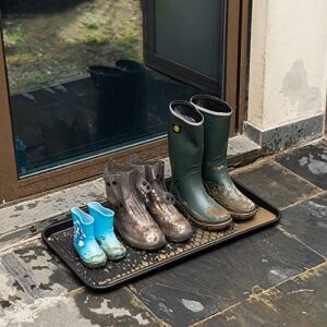 Trimate All Weather Boot Tray, 2 Pack Water Resistant Plastic, Multi-Purpose for Shoes, Pet Feeding Trays, Garden-Mudroom Entryway, Garage, Indoor or Outdoor - Medium, 24"x16" - (Black)