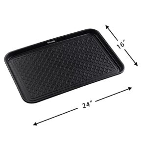 Trimate All Weather Boot Tray, 2 Pack Water Resistant Plastic, Multi-Purpose for Shoes, Pet Feeding Trays, Garden-Mudroom Entryway, Garage, Indoor or Outdoor - Medium, 24"x16" - (Black)