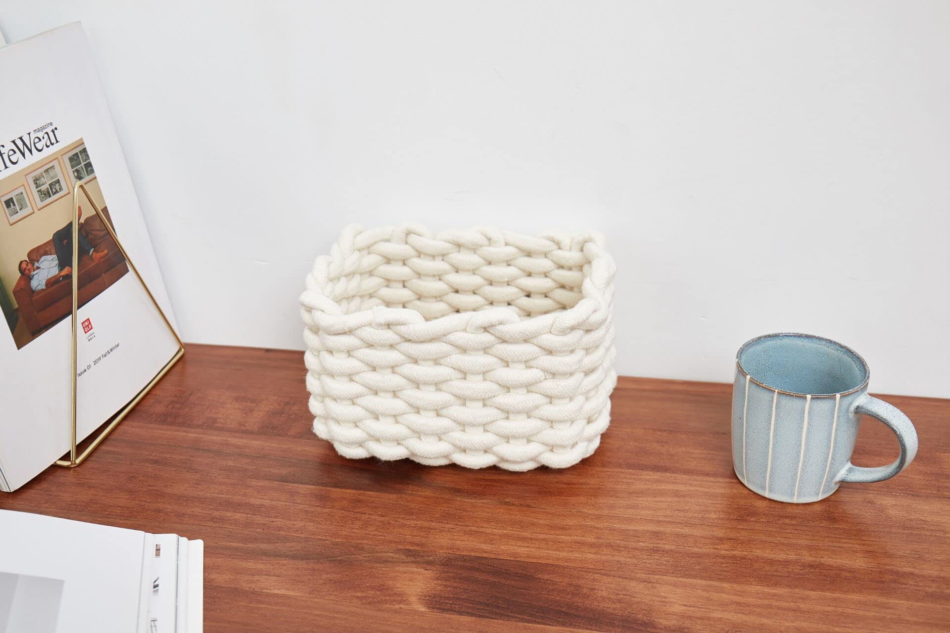 Woven Baskets, Set of 3 for Home, Office, Dorm Room, Living Room, Bedroom, Bathroom, Nursery Storage and Organization (WHITE)