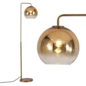 kco lighting contemporary gradient gold floor lamp glass globe led standing light mid century tall pole standing accent lighting for office living room bedroom (9.8”-large)