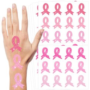 20 sheets 240 pcs breast cancer temporary tattoos stickers temporary pink ribbon tattoos breast cancer body tattoos for women girls face body accessories