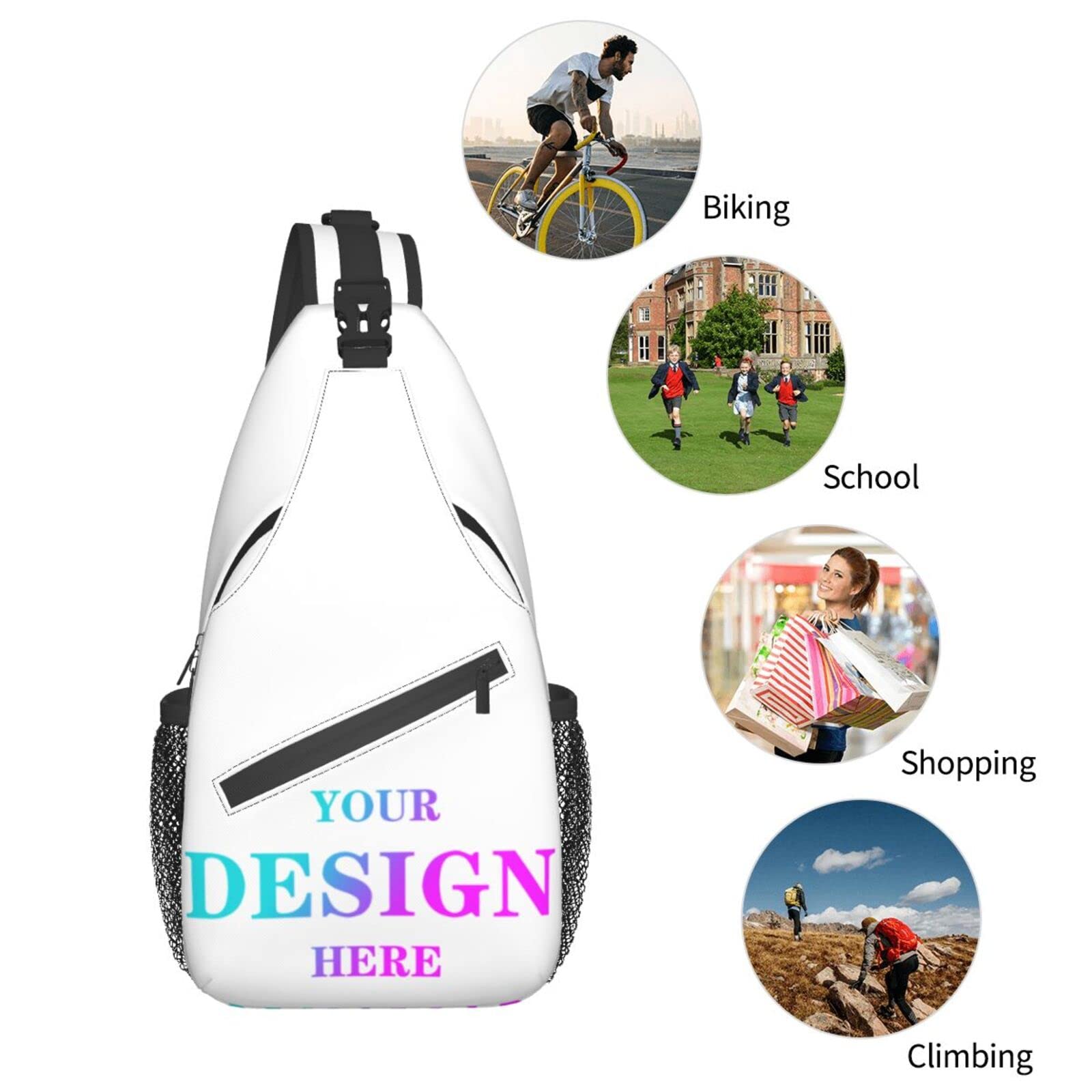 Custom Sling Backpack Personalized Crossbody Sling Bags Leisure Sports Outdoor Custom Bag For Men Backpack Optional Color Add Your Text/Logo Here