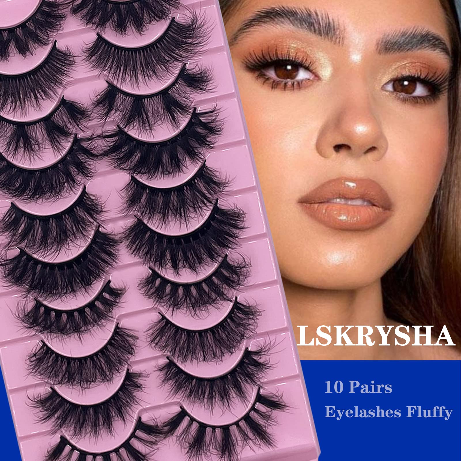 False Eyelashes Fluffy Eyelash Cat-eyes Long Faux Mink Lashes 8D Curly Natural Fake Eyelashes 10 Pairs (10 Pair-28（10 styles）)