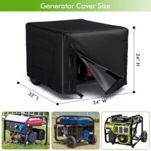 WLEAFJ Generator Cover Heavy Duty Waterproof, Universal Portable Generator Cover 32”L x 24”W x 24”H - for Most Generators 5000-10000 Watt