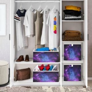 Kigai Starry Galaxy Cube Storage Bins - 11x11x11 in Large Foldable Cubes Organizer Storage Basket for Home Office, Nursery, Shelf, Closet