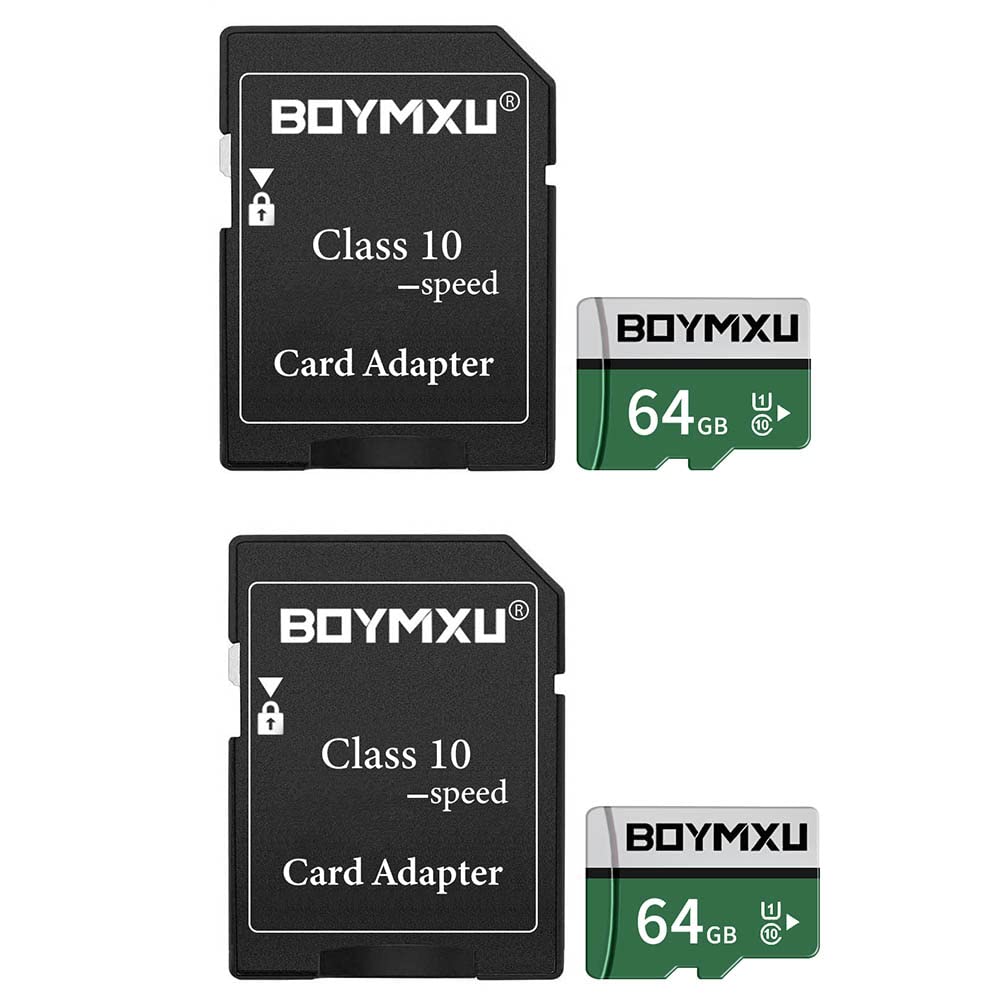 TF Memory Card 64GB 2 Pack,BOYMXU TF Card with Adapter,High Speed Memory Card Class 10 TF Card Memory Card for Phone Camera Computer-2 Pack