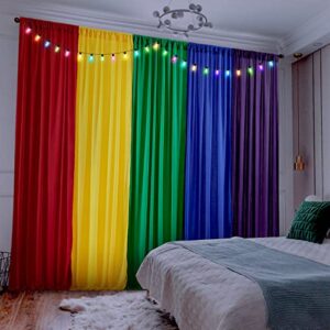 Rainbow Backdrop Curtains Rainbow Birthday Decorations for Unicorn Birthday Party Baby Shower Girl Decorations 5 Panels 2.5×7ft