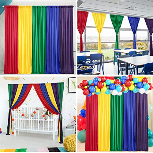 Rainbow Backdrop Curtains Rainbow Birthday Decorations for Unicorn Birthday Party Baby Shower Girl Decorations 5 Panels 2.5×7ft