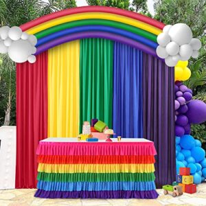 Rainbow Backdrop Curtains Rainbow Birthday Decorations for Unicorn Birthday Party Baby Shower Girl Decorations 5 Panels 2.5×7ft