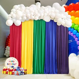 Rainbow Backdrop Curtains Rainbow Birthday Decorations for Unicorn Birthday Party Baby Shower Girl Decorations 5 Panels 2.5×7ft