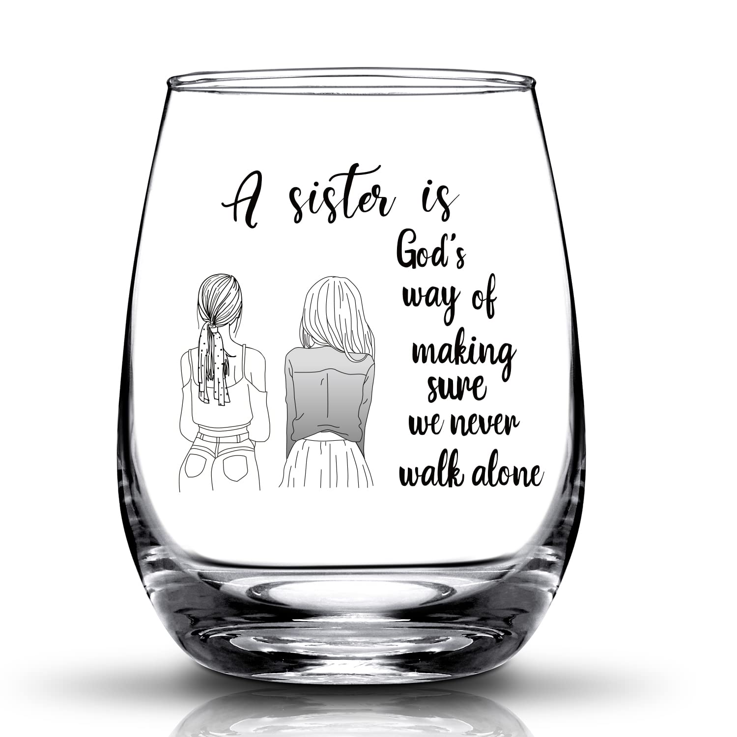 JERIO Sister Gifts from Sisters Christmas,Funny Gifts for Sister from Sister in Law-15oz Wine Glass, Xmas Gifts for Sister Birthday,Mothers Day,Valentines Day Gifts for Sister