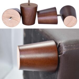 BEISJEXIN 3 inch Wooden Furniture Leg Round Wood Sofa feet Set of 4 Couch Solid Wood Leg Brown Walnut Finish