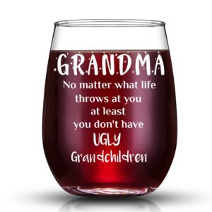 jerio grandma gifts from granddaughter,gifts for grandma 15oz wine glass,christmas,mothers day,thanksgiving, birthday gifts for grandma