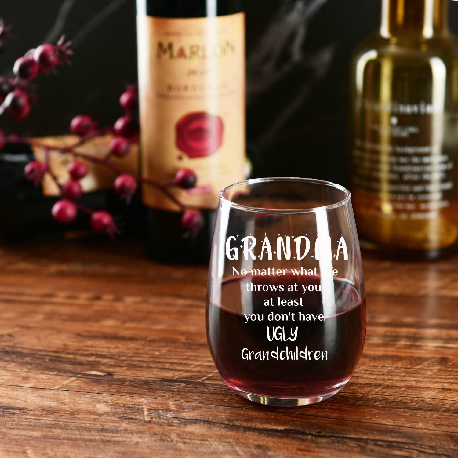 JERIO Grandma Gifts from Granddaughter,Gifts for Grandma 15oz Wine Glass,Christmas,Mothers Day,Thanksgiving, Birthday Gifts for Grandma