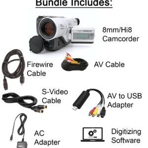 Tech Collector 8mm, Digital8, and Hi8 Transfer Bundle for Digitizing 8mm Tapes and Converting 8mm to DVD, Includes Camcorder and USB Adapter
