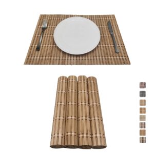 andstar set of 4 bamboo slats placemat modern table bamboo placemats natural anti-slip bamboo placemats washable heat-resistant table mats for kitchen dinning room table decor(green)