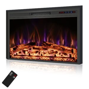 Rodalflame 35.6" Wide Electric Fireplace Inserts with Adjustable Flame Colors, Fireplace Heater with Touch Screen & Remote Control, Recessed in Wall, 750/1500W, Timer